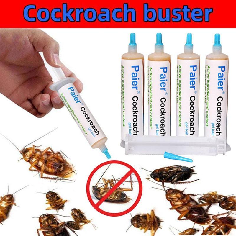 Paier Indoor Cockroach Killer 4-Pack 30g per Tube with 1 Dropper & 2 Nozzles for German Cockroach Control Indoor & Outdoor Use