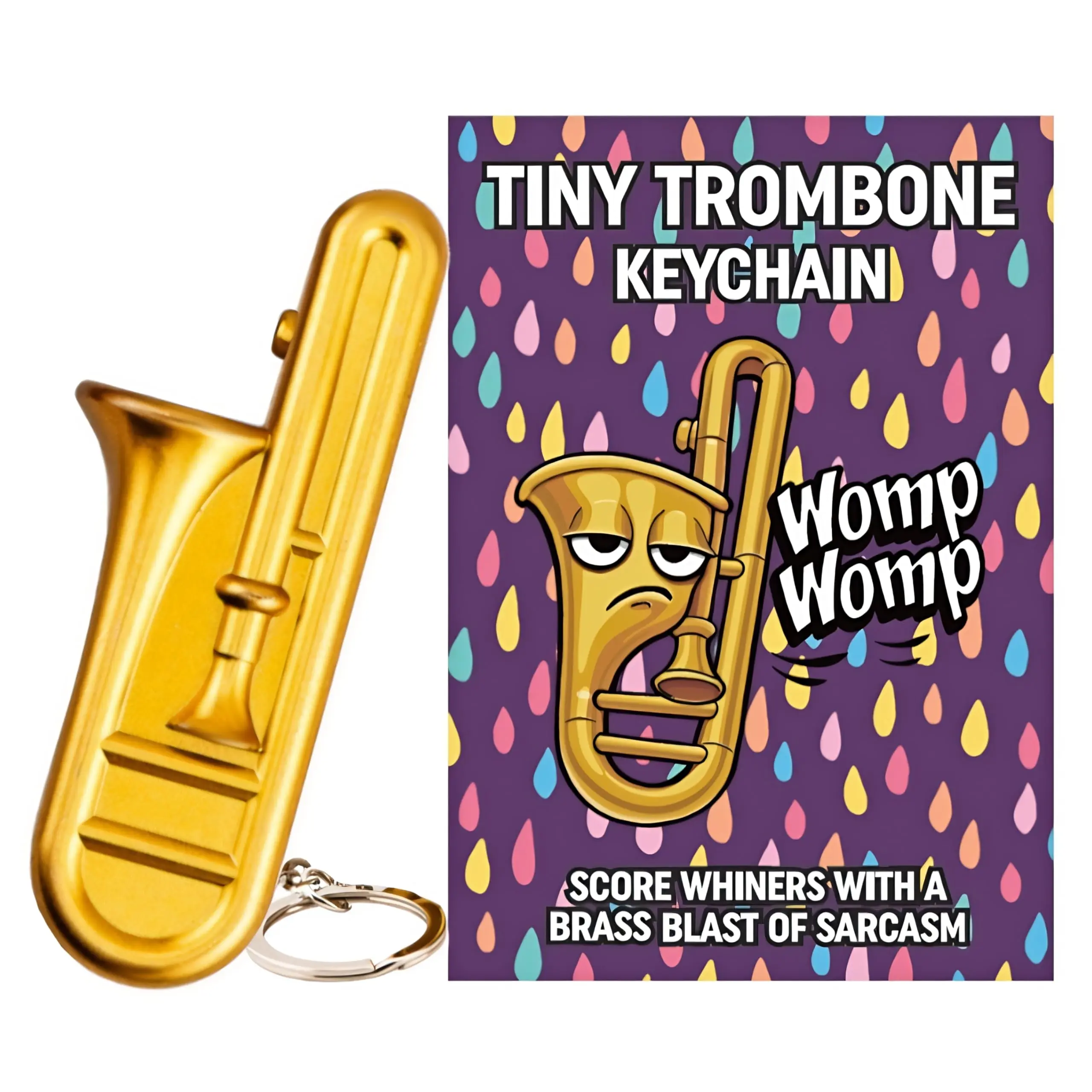 Sad Trombone Novelty Toy - Plays Womp Womp Music - Pocket-Sized Tiny Keychain Symphony of Empathy - Plays a Touchingly Sad Song - Silly Gag Gift