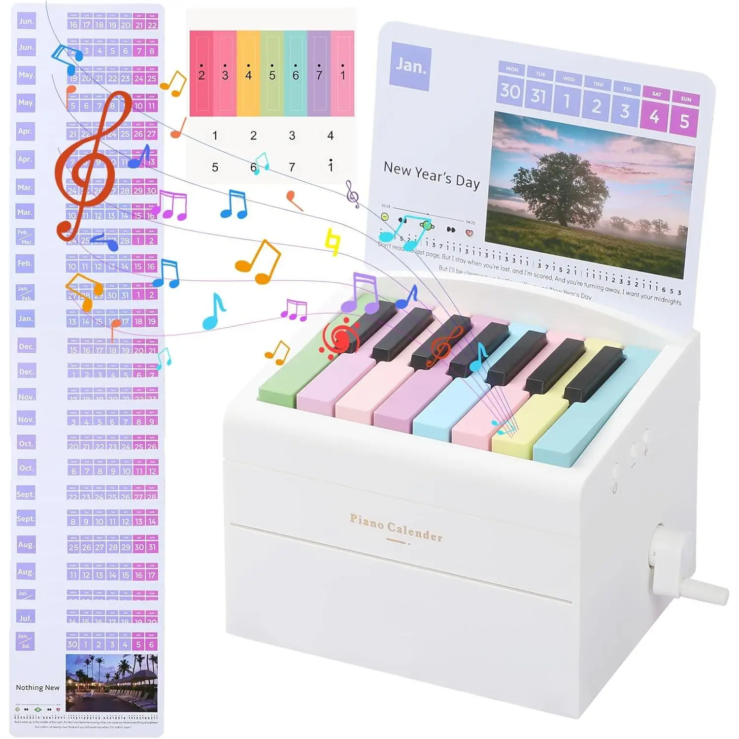 Piano Desk Calendar2025Rechargeable Mini Piano with 52 Sheets of Music (27 Cards) Gifts for Family and Friends, Halloween Gifts