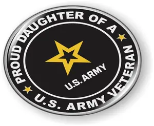 [Officially Licensed Product] - Proud Daughter of a U.S. Army Veteran 3D Domed CAR Emblem Badge Sticker Round