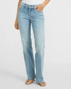 Express Low Slung Light Wash Bootcut Jeans