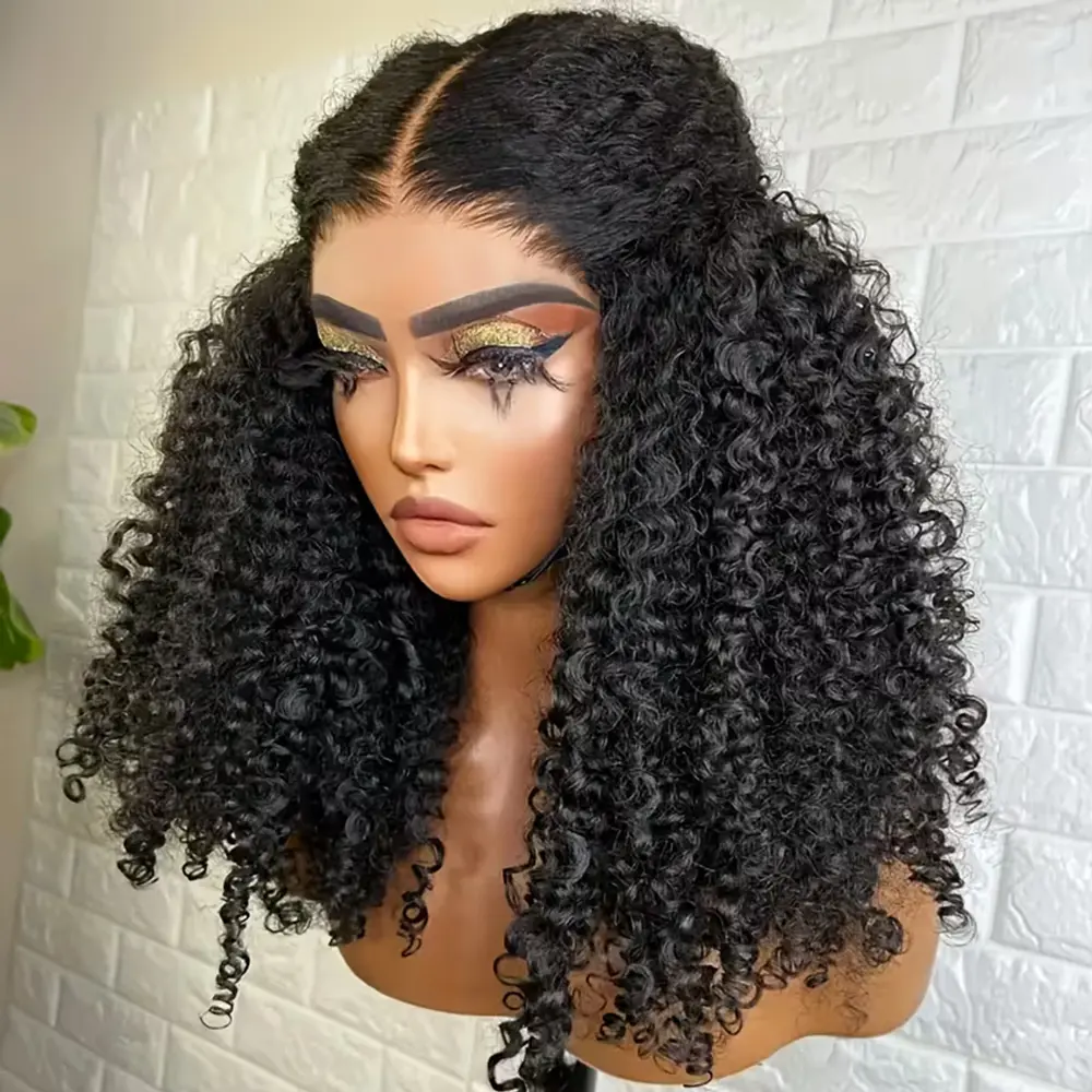200% Afro Kinky Curly Wear And Go Glueless Human Hair Wig Peruvian Deep Curly 7x5 HD Glueless Wig Human Hair Ready To Wear And Go Pre Plucked 100% Human Hair Wig On Sale