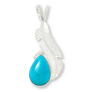 Mine Finds by Jay King Turquoise Royal Blue Sterling Silver Feather Pendant