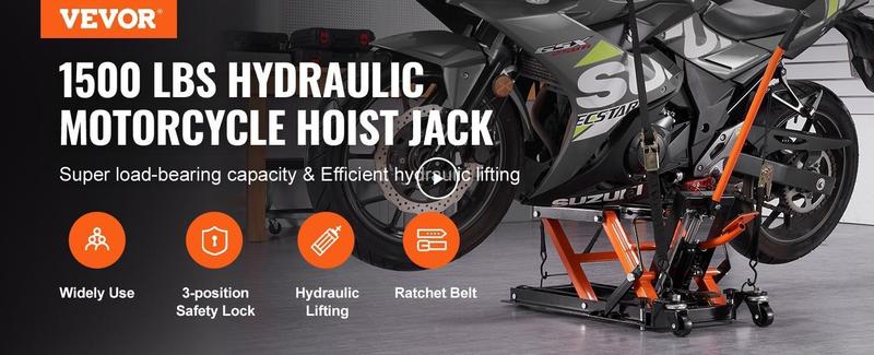 VEVOR Hydraulic Motorcycle Jack Stand, TikTokShopBlackFriday, 1500 LBS ATV Scissor Lift Jack, 4.7"-15" Scissor Lift Jack Stand with 4 Wheels, Hydraulic Foot-Operated Hoist Stand for Motorcycle ATV UTV Powersports