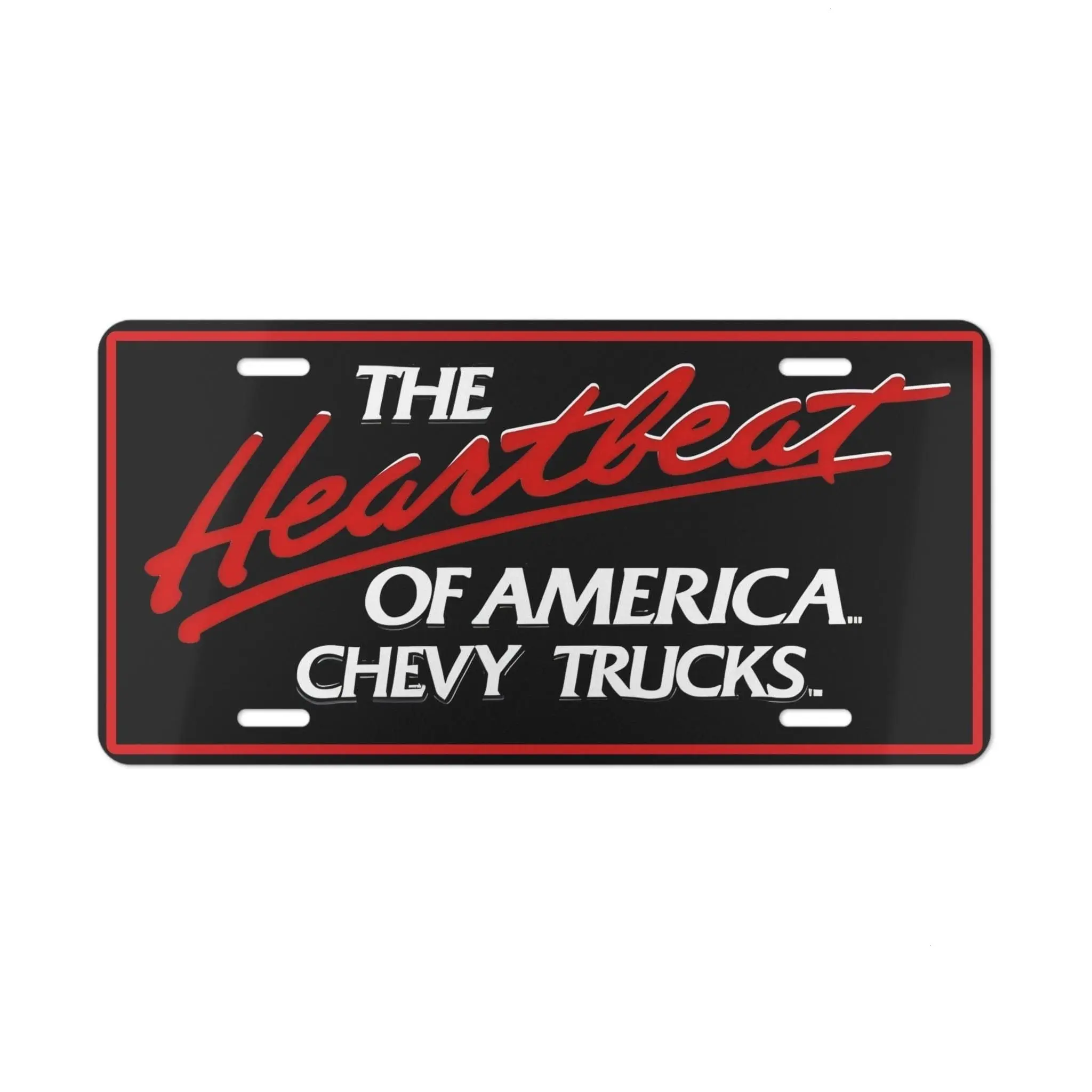 He4rtbeat of America Chevy Trucks License Plate, Black Aluminum Vanity Tag, Classic Truck Front Plate, Garage Decor, Car Gift, 12x6 Auto Tag
