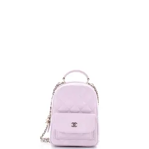 Pre-owned CHANEL Leather Backpacks Classic CC Chain Pocket Backpack Quilted Caviar Mini by Rebag