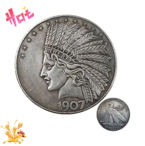 1907/1908 Antique Liberty Decorative Commemorative Coin Replica  Indian Head Style Design Display Token for Home & Office Decor Diy Toy