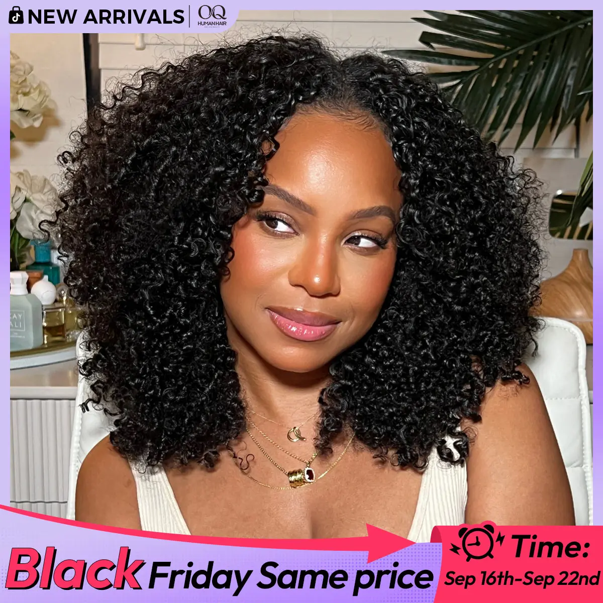 OQ HAIR Afro Curly V Part Wig 180% 250% Density No Leave Out Thin Part Human Hair Wigs 0 Skill Needed Glueless Wig Beginner Friendly #tiktokshopstockup #SohoChic