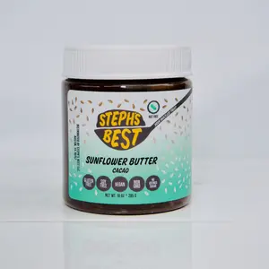 Steph's Best Cacao Chocolate Flavored Protein Butter, Sunflower Seed Spread. Nutella Alternative. Brownie Batter. Dairy free, Plant based. Low Sugar Dairy Free Sweet Dip