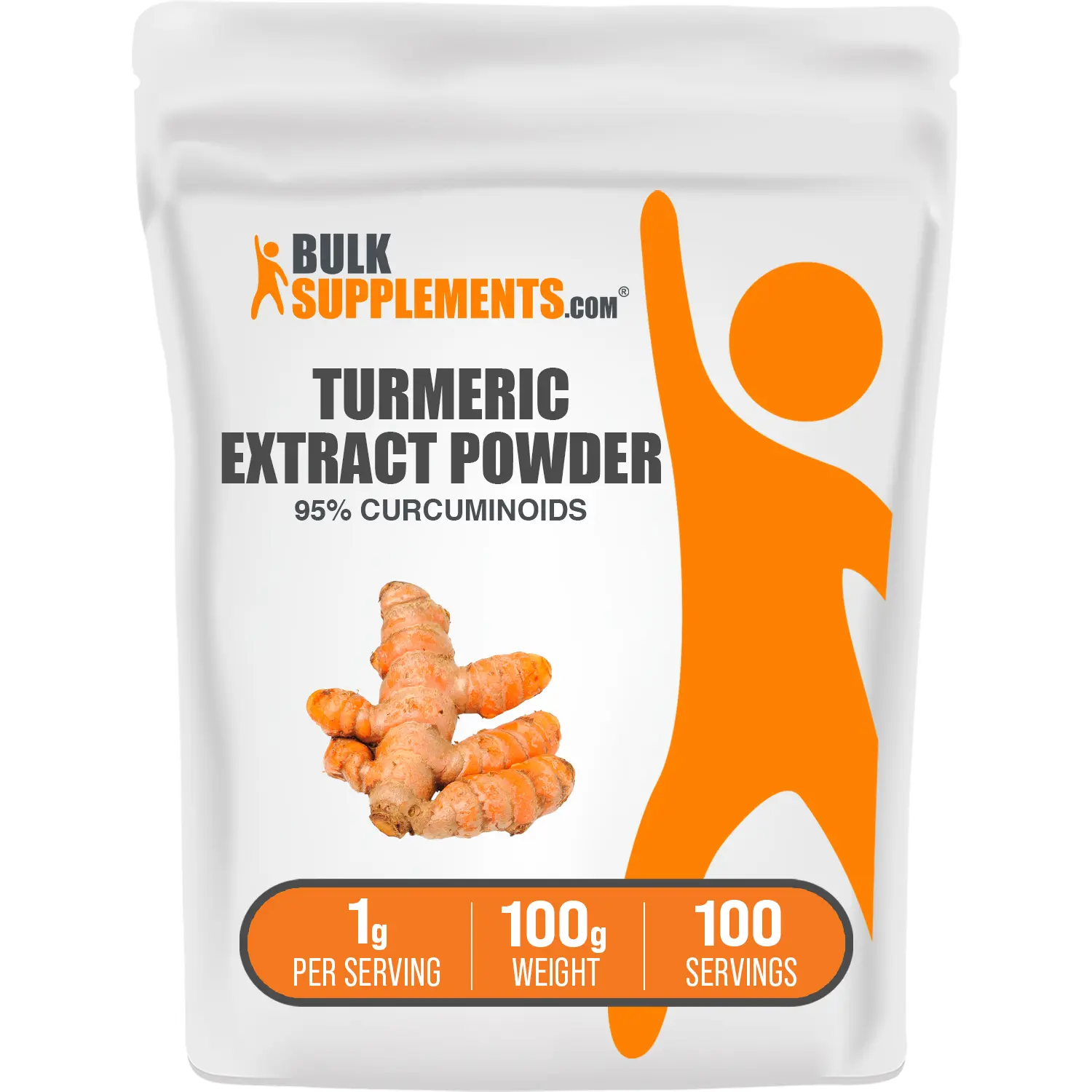 BulkSupplements Turmeric Extract (95% Curcuminoids) Powder - Curcumin Powder - Healthcare - Natural Antioxidants - 100g - 1g per Serving