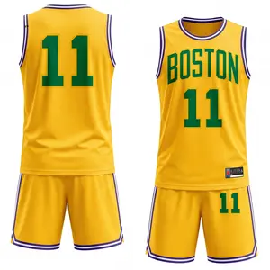 Men's Basketball Jersey Set, Breathable Round Neck Sportswear, Sleeveless Training Uniform with 'BOSTON' Text & '11' Number Graphic, Stylish Team Outfit,Athletic Apparel for Basketball, Gym, Running, Outdoor Training, Comfortable&Versatile for All Seasons