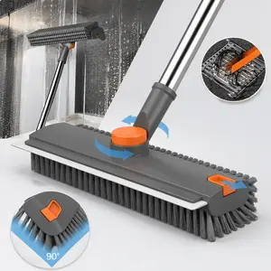 3 in 1 Floor Scrub Brush with 360° Rotating Head & 90° Corners Brush for Bathroom Tile Patio Multi-Surface Cleaning Tool