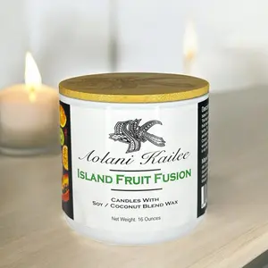 Aolani Kailee Island Fruit Fusion Soy Coconut Wax 3 Wick Candle 16oz Natural Blend Scented Candle