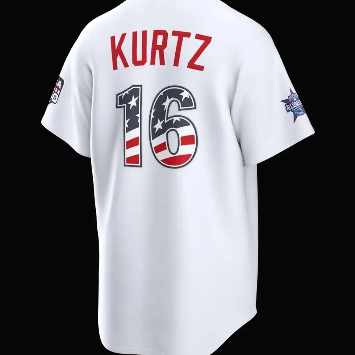 Unisex Baseball 2026 Ath Kurtz 16 Jersey 2026 All-Star Edition Stars & Stripes Cream Stadium Jersey