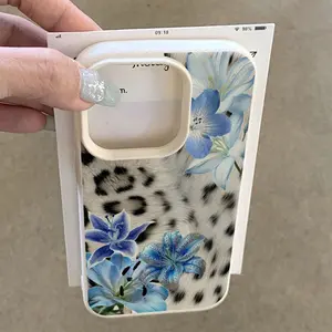 Phone Case - A Stylish Phone Case Featuring a Blue Lily, Leopard Print, And Elegant Patterns, Designed for Iphone 16, 15, 14, 13, 12, And 11 Plus Pro Max Series. This Trendy And Minimalist Protective Cover Is Perfect for Those Who Appreciate A
