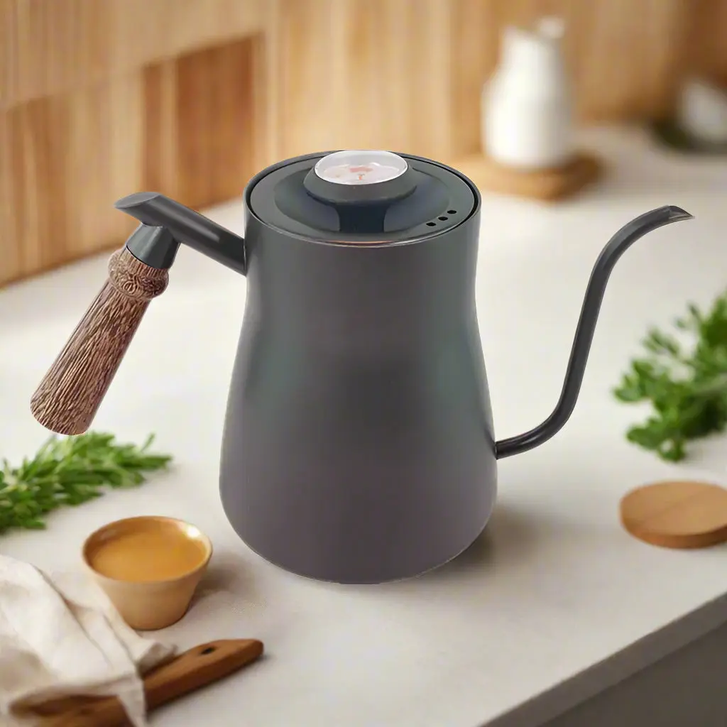 Coffee Dripper with Thermometer – 500ml Stainless Steel Gooseneck ...