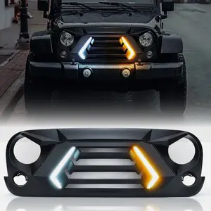 Vader Series Angry Grille with Turn Signal for Jeep JL Jk Black Grille with LED Turn Signals
