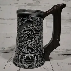 Dragon 12 oz  Cup - DND Design with Dragon Pattern, Unique Handle, and Decorative Details Drinkware Mug