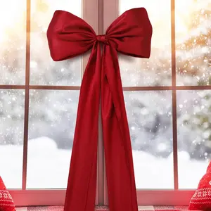 Extra Large Satin Christmas Tree Topper Bow - Wine Red and Multicolor Polyamide Decoration, Suitable for Christmas Tree Toppers, Wreaths