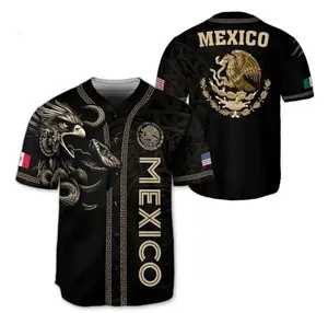 Vintage Mexico Baseball Jersey Shirt, Aztec Warrior Button Up Shirt, Mexican Flag Eagle Fan Gift, Vintage Mexican Style Baseball Jersey, Gift Shirt for Dad Husband