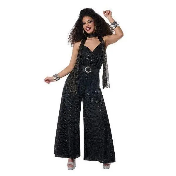 Let's Dance Disco Jumpsuit - Black - Costume - Women - 3 Sizes