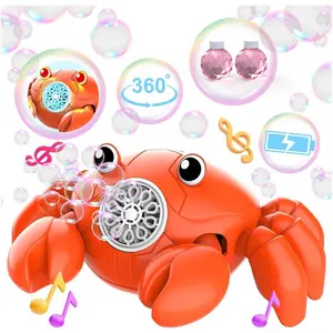 F-BG03   Machine - Lights Up Crab Bubble Maker for Kids with 360° Moving & Auto-Dodge & Music - Party Birthday Gifts Outdoor Toys for Toddlers Ages 3+ Boys Girls