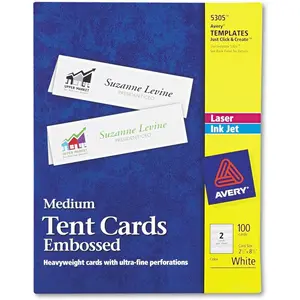 Medium Embossed Tent Cards White 8.5 x 2.5 2 Cards/Sheet 50 Sheets/Box