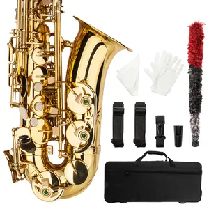 Flower Dance Alto Drop E Paint Gold Saxophone - High-Quality Brass Body, Easy to Play, Vibrant Sound, Perfect for Jazz & Rock Music