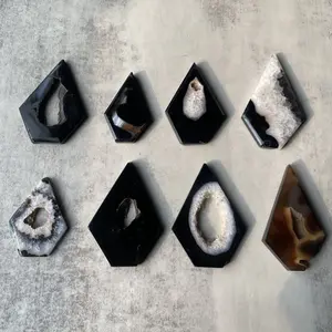 Natural Crystal Black Agate Diamond Collection