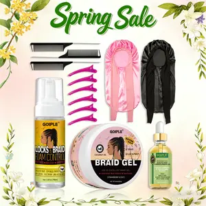 Goiple Extra Hold Braiding Gel Kit with Rosemary Oil, 14 Counts Braid Foam & Gel, Salon Clips, Combs, Silk Bonnets for Long Lasting Braid Care - Hair Products