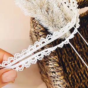 Crochet Cotton Lace Trim Ivory Narrow Ribbon Embroidery Off White  Guipure Vintage Trim, Scalloped Venice Edging Trim, By Yard 1cm wide