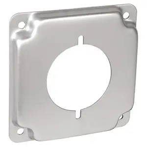 212 MAIN 4 in. Steel Metallic 1-Gang Exposed Work Square Box Cover with Crushed Corners, Device Mount for 30A-50A Round Receptacle, Commercial Sailing Water Sports Use