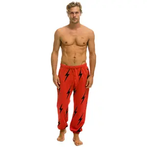 BOLT STITCH REPEAT SWEATPANTS - RED // BLACK