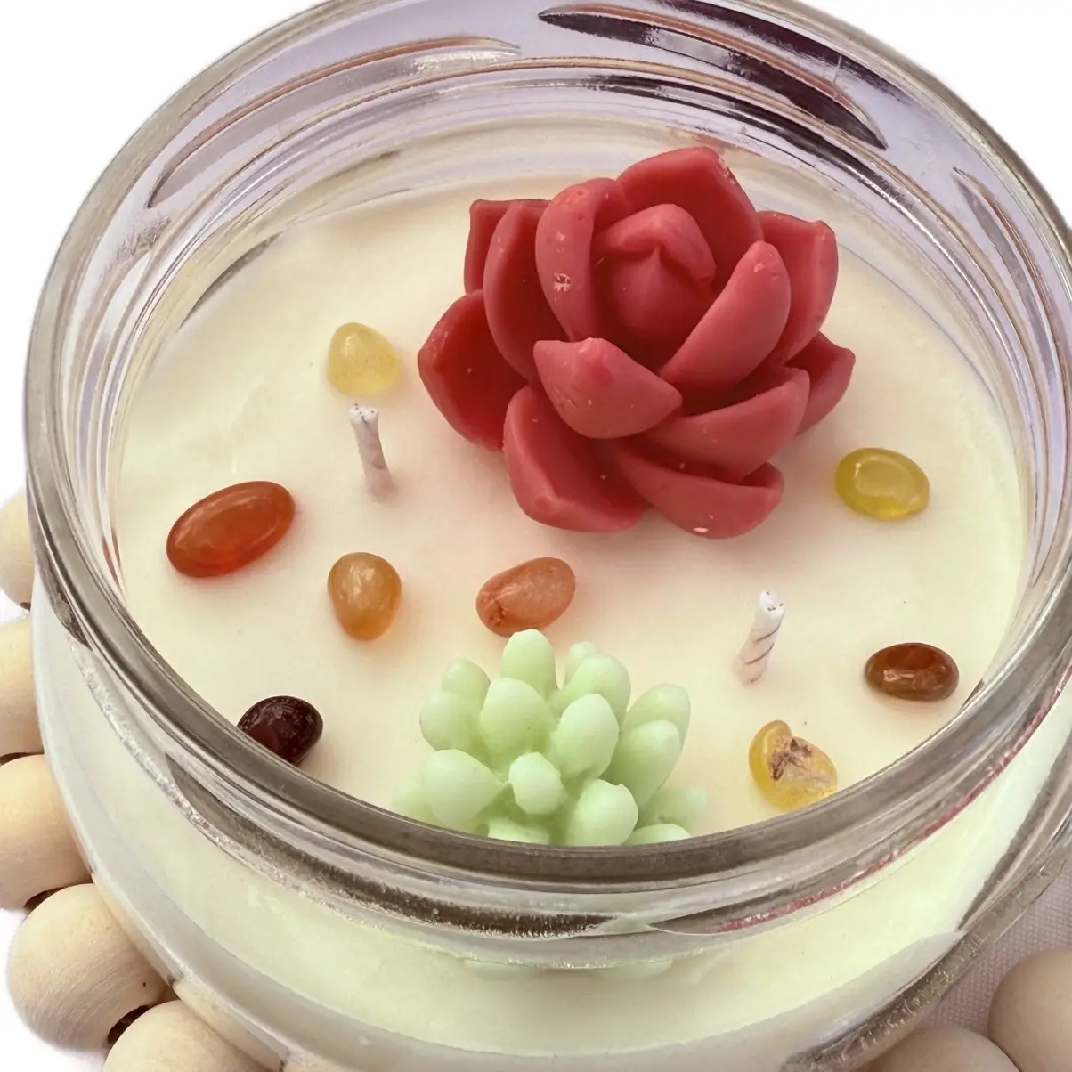 Succulent  Natural Candle with Beautiful Cactus Decor - Perfect Ornament for Your Home candle
