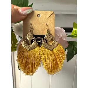 Mustard fringe earrings