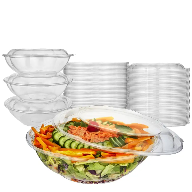 Stock Your Home Plastic Salad Bowls with Lids, 10 Count, 64 oz