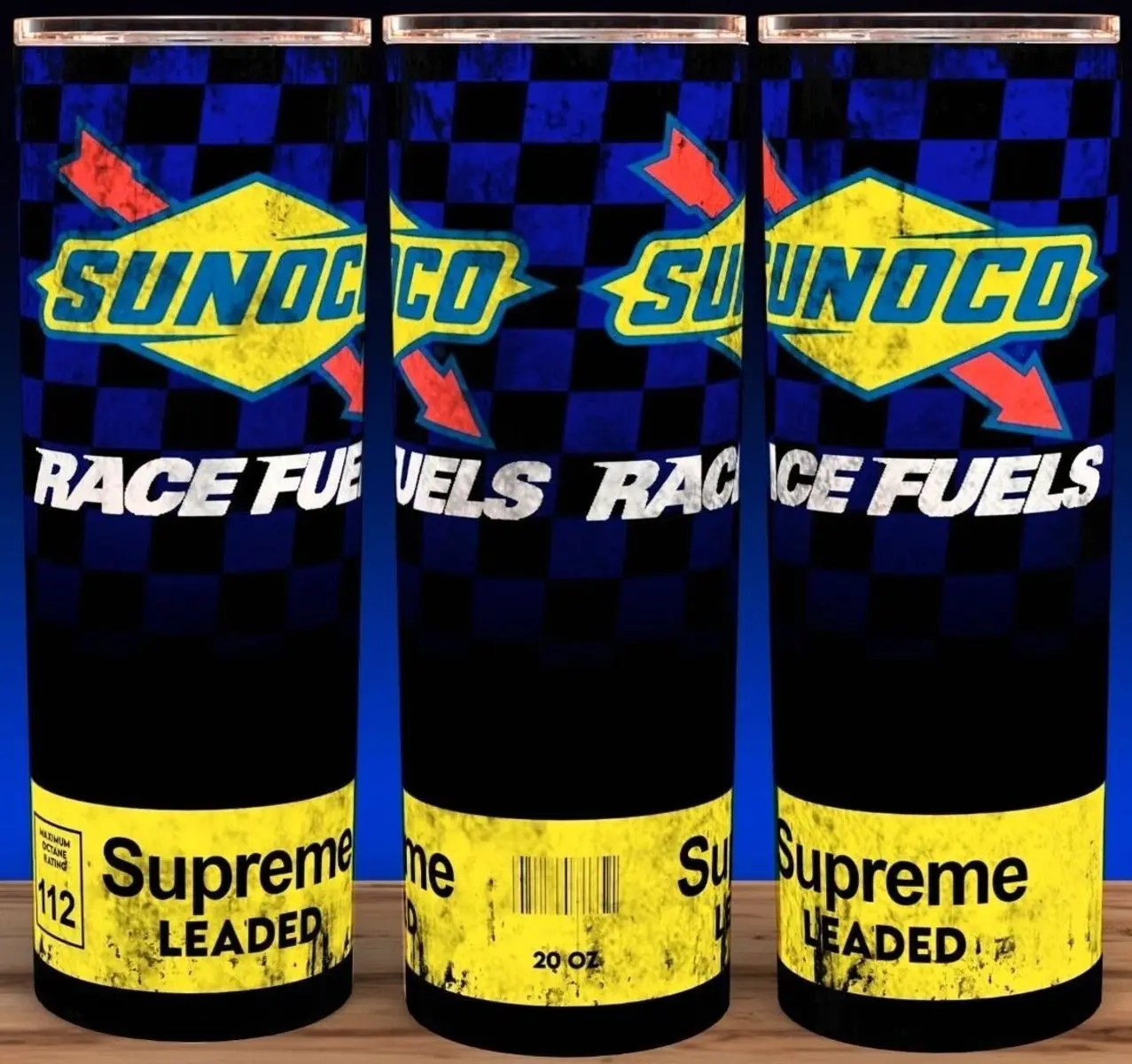 Sunoco Race Fuels Sunoco Supreme Leaded Mechanic Cup Mug Tumbler 20oz, Fan Gift Car