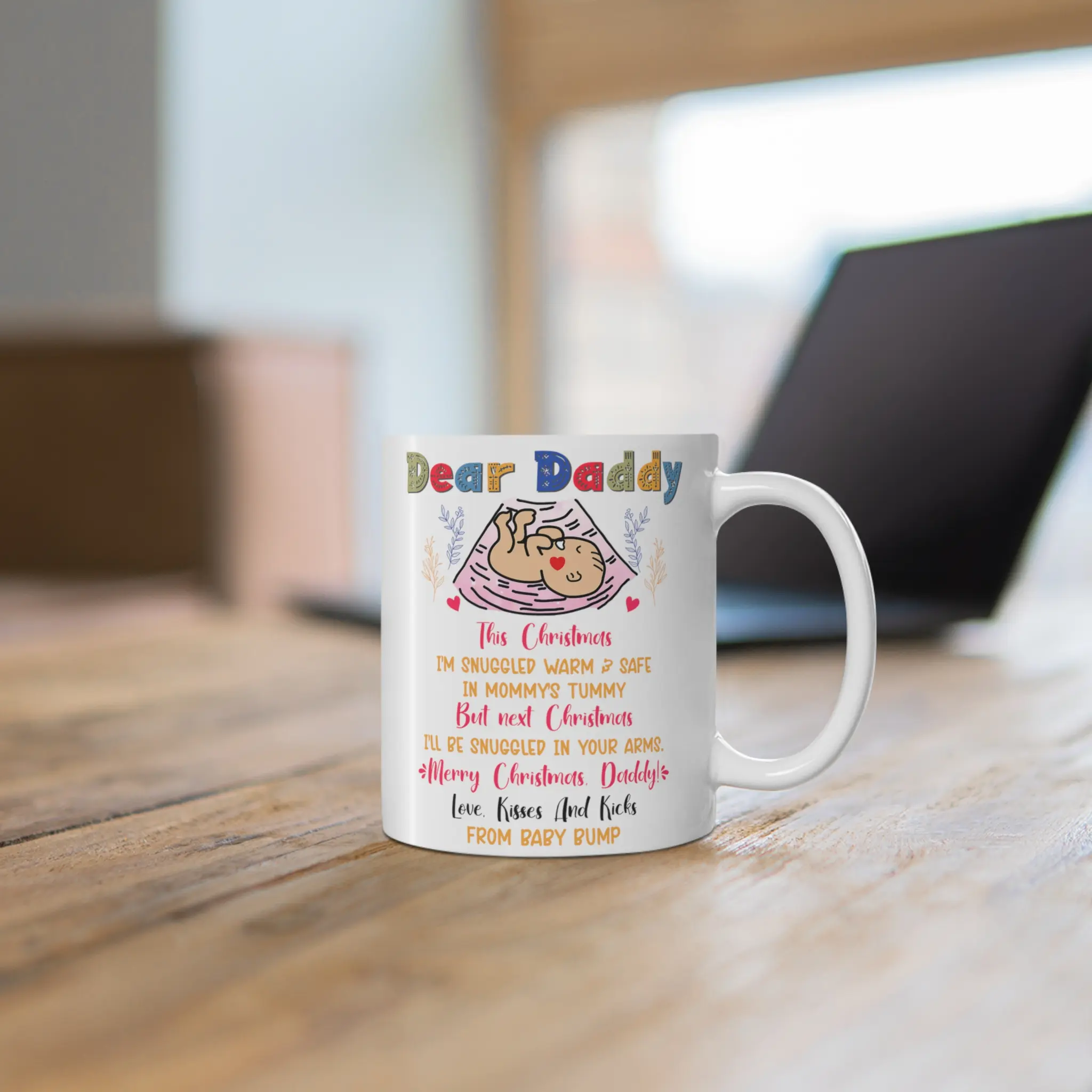 Tee Family Gifts -Dear Daddy Merry Chirstmas Daddy -White Mug 11oz -Christmas Gift For Dad Beverage Ceramic