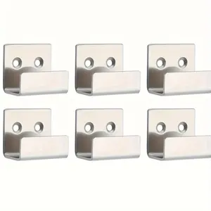 6pcs Stainless Steel Tile Hooks Rust-Resistant Polished Wall Mount Square Display Hooks for Tiles Decor