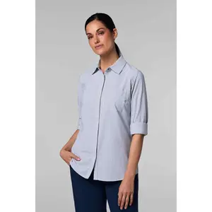 Women's Amara Smart Long Sleeve Shirt | White/Navy Stripe