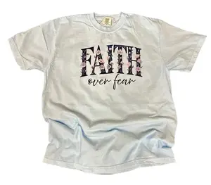 Faith over Fear on Comfort Colors Chambray T-Shirt
