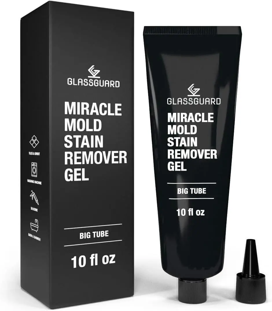 GlassGuard Miracle Mold Stain Remover Stain Gel – Heavy Duty Cleaning Gel for Grouts, Ceramic, Glass, Silicone, Caulk & More – Washing Machine Cleaner Front Loader (300 ml / 10 oz)