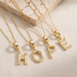 A-Z Initial Letter Necklace for Women 14K Gold Plated Bubble Alphabet Pendant Necklace with Versatile Clip-On Charm Clasp Personalized Name Necklace Y2K Minimalist Aesthetic Jewelry Gift