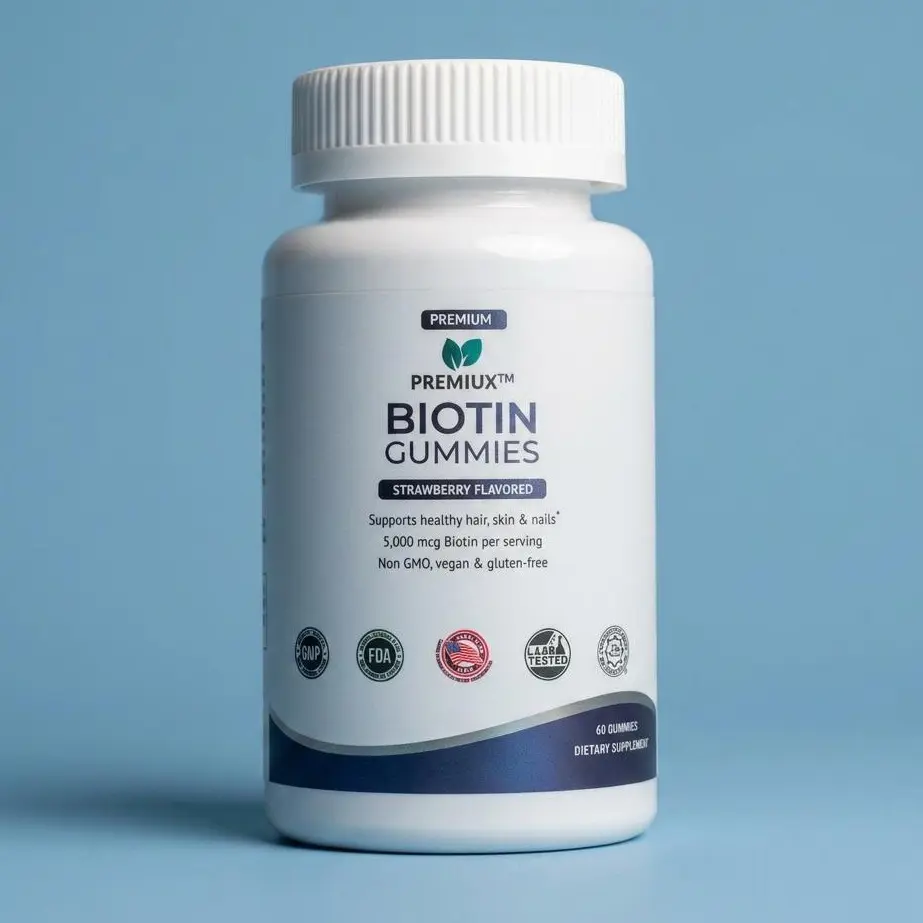 Premiux Biotin Gummies 5000mcg — Hair, Nails & Skin, Beauty, Gummy, Supplement, Dietary, Edible, Healthcare, Skin Care, Vegan, Hair Supplements, Hair Growth Products