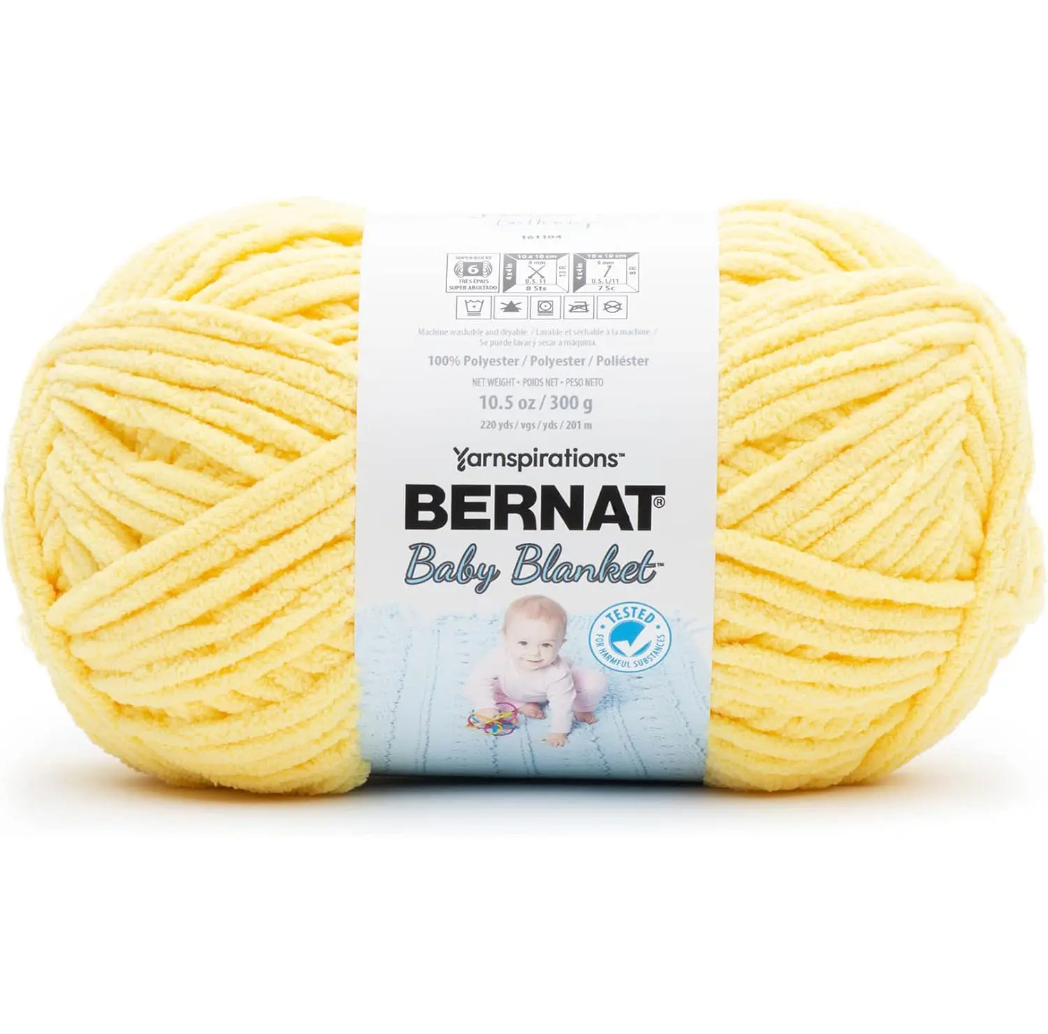 Bernat BABY BLANKET BB Buttercup Ball Yarn - 1 Pack, 10.5oz/300g Polyester, #6 Super Bulky Chunky Knit Yarn, 220 yd for Knitting & Crochet Items