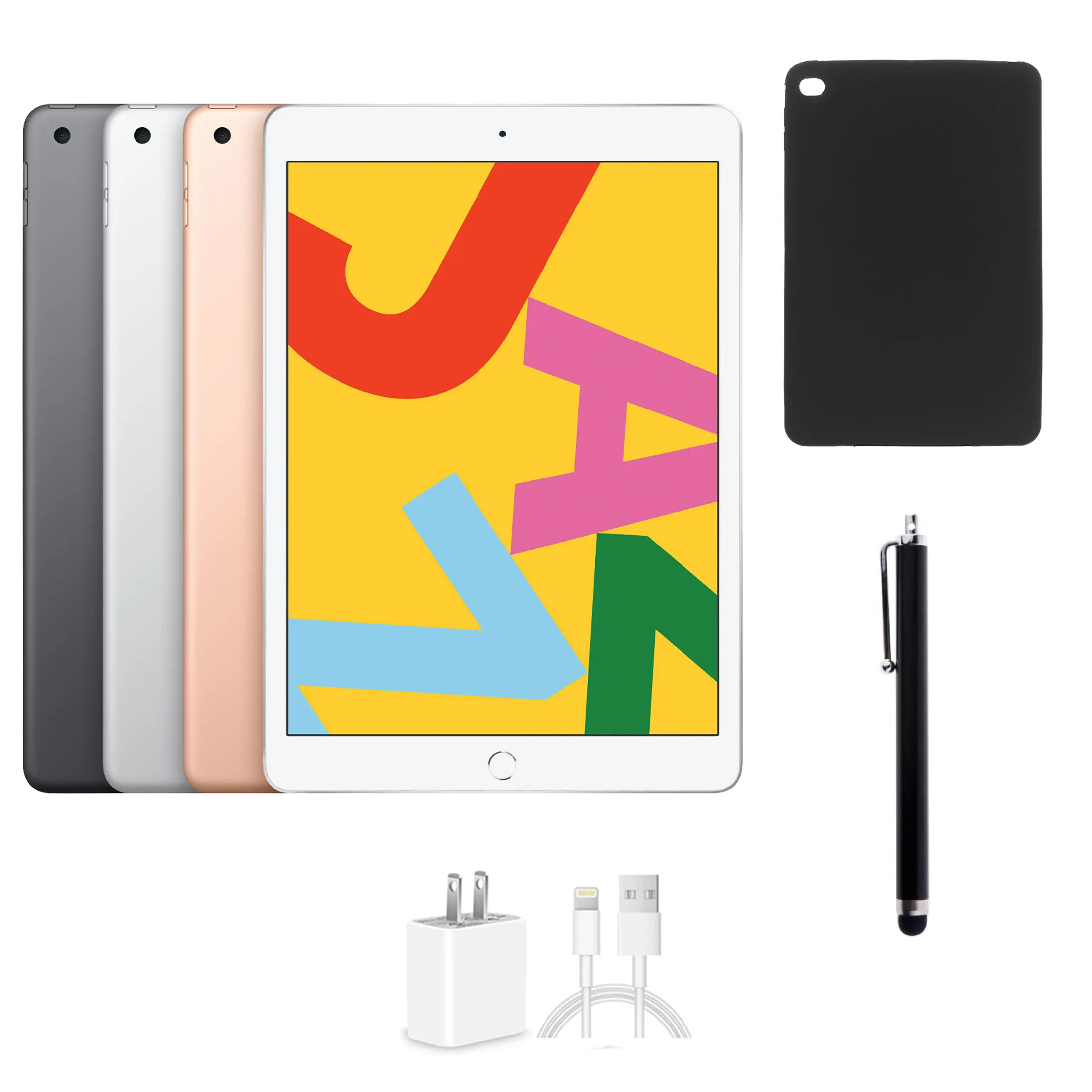 Refurbished Apple iPad 10.2-Inch, 32GB-128GB, Wi-Fi Only, All Colors, Bundle: Protective Case, Stylus, and Charger (Good)
