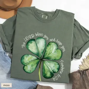 St Patricks Shamrock Christian Shirt, Bible Verse Comfort Colors Tshirt, St Paddys Christian Gift, Faith Church Christian Shirt,Numbers 6:24