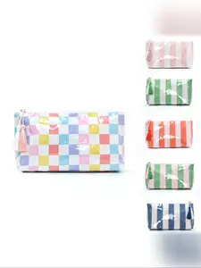 Striped Cosmetic Bag Fashion High Aesthetic Large Capacity Makeup Storage Bag, Colorblock Travel Portable Makeup Bag, Ideal for Daily Use and Travel