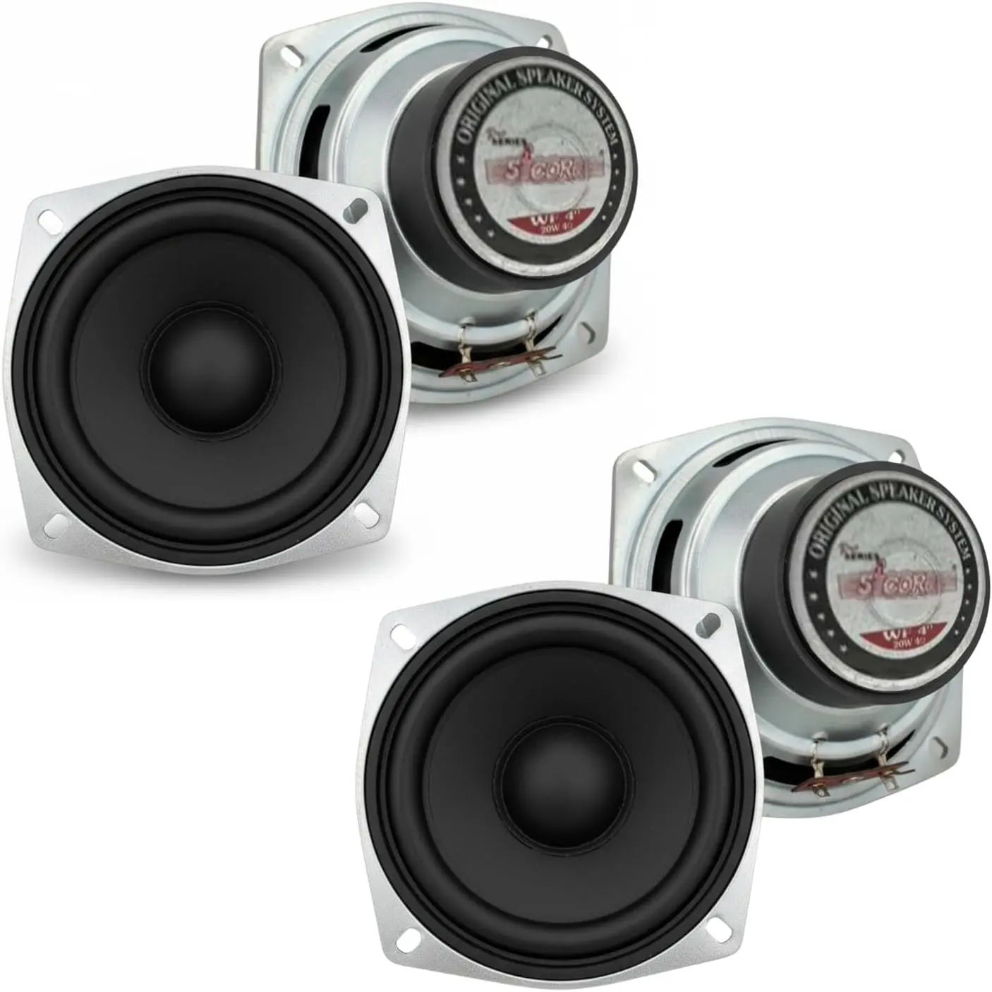 5 CORE 4 Inch Woofer Pair Car Loudspeaker Pro Audio 200W 4 Ohm Deep Bass Replacement Subwoofer Speaker for Car or Truck Stereo Sound System Easy Install - WF 4INCH