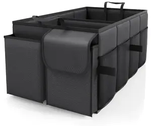 Trunk Organizer for Car - Car Organizer, Foldable Trunk organizer for SUVs & Sedans, Sturdy Organization for Car Accessories, Tools, Sundries, Grey, 2 Compartments, 21.3"×12.6"×10.6"